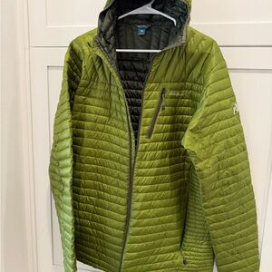 Eddie Bauer Men's First Ascent EB800 Down puffy Green Jacket Tall Large hooded